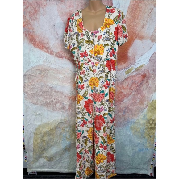 Farm Rio x Anthropologie Puff-Sleeve Floral Jumpsuit - Picture 4 of 4